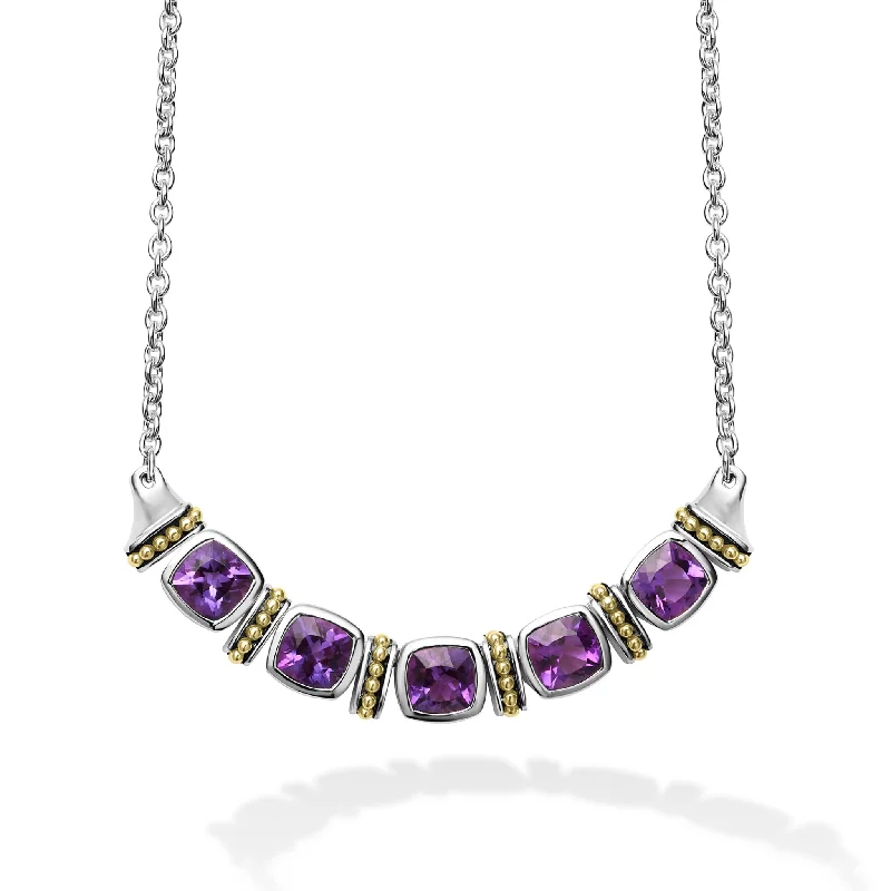 gold necklace with pendant -Rittenhouse Five Station Amethyst Necklace