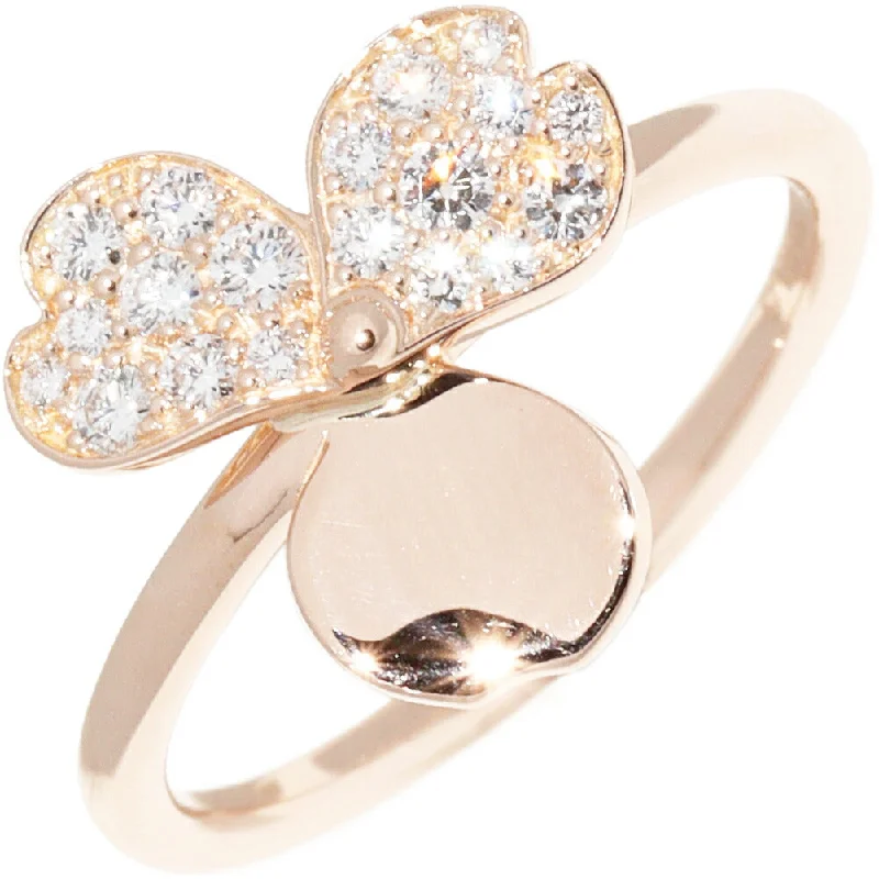 radiant cut engagement rings -Tiffany & Co K18PG Diamond Paper Flower Ring