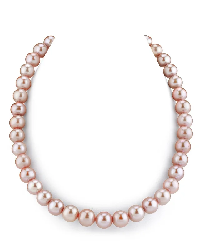 fashion necklaces with crystals -10.5-11.5mm Pink Freshwater Pearl Necklace- AAAA Quality