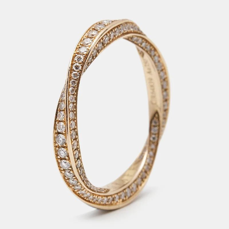 trendy sapphire engagement rings -Graff Sprial Pave Diamond 18K Rose Gold Ring