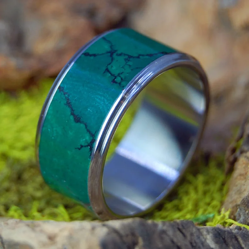 personalized rings with initials -Stone Of Heaven Wide | Men's Imperial Jade & Titanium Wedding Ring