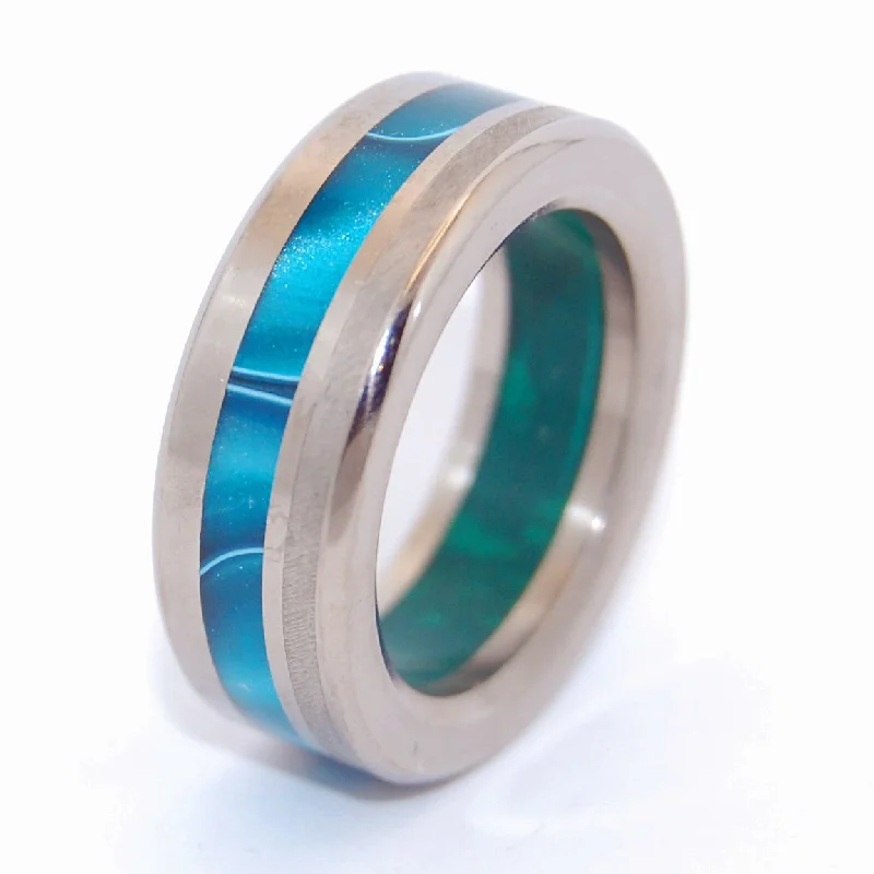 sapphire rings for women -Go Bold Or Go Home | Men's Meteorite, Jade Stone, Aquatic Blue Resin & Titanium Wedding Ring