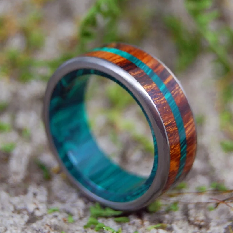 matching rings for couples -In The Midst Of Desert Ironwood | Men's Ironwood, Malachite & Titanium Wedding Ring