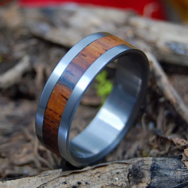 unique band rings -Super Love | Men's Cocobolo Wood & Titanium Wedding Ring