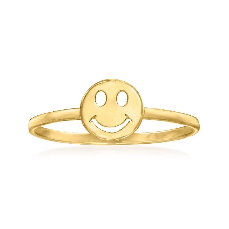 trendy round-cut engagement rings -Canaria 10kt Yellow Gold Smiley Face Ring