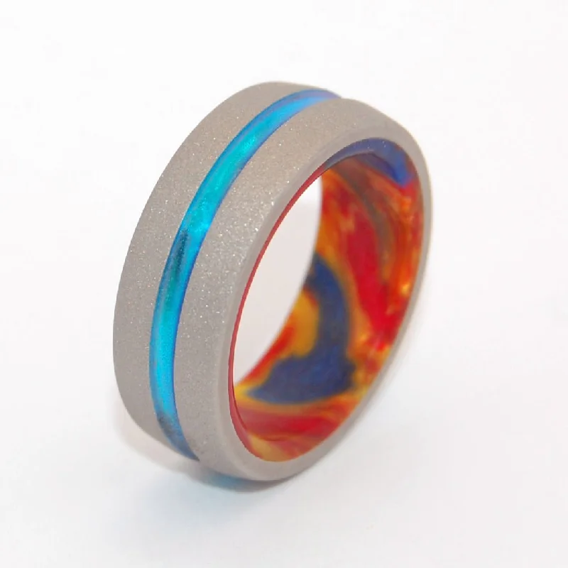 women’s signet rings -Lava Burst Explosion | Men's Lava Burst Resin & Titanium Wedding Ring