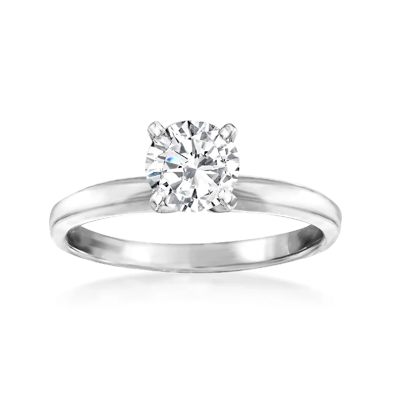 elegant ruby engagement rings -Ross-Simons Diamond Solitaire Ring in 14kt White Gold