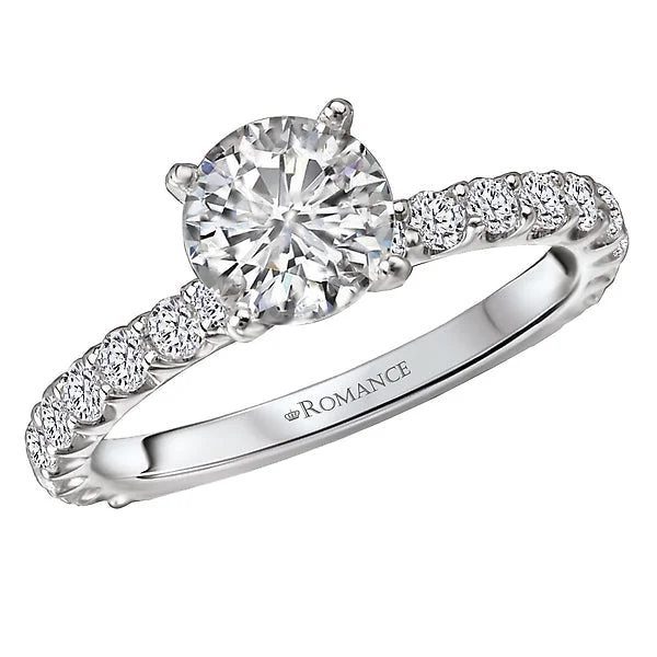 round cut engagement rings -Peg Head Semi-Mount Diamond Ring