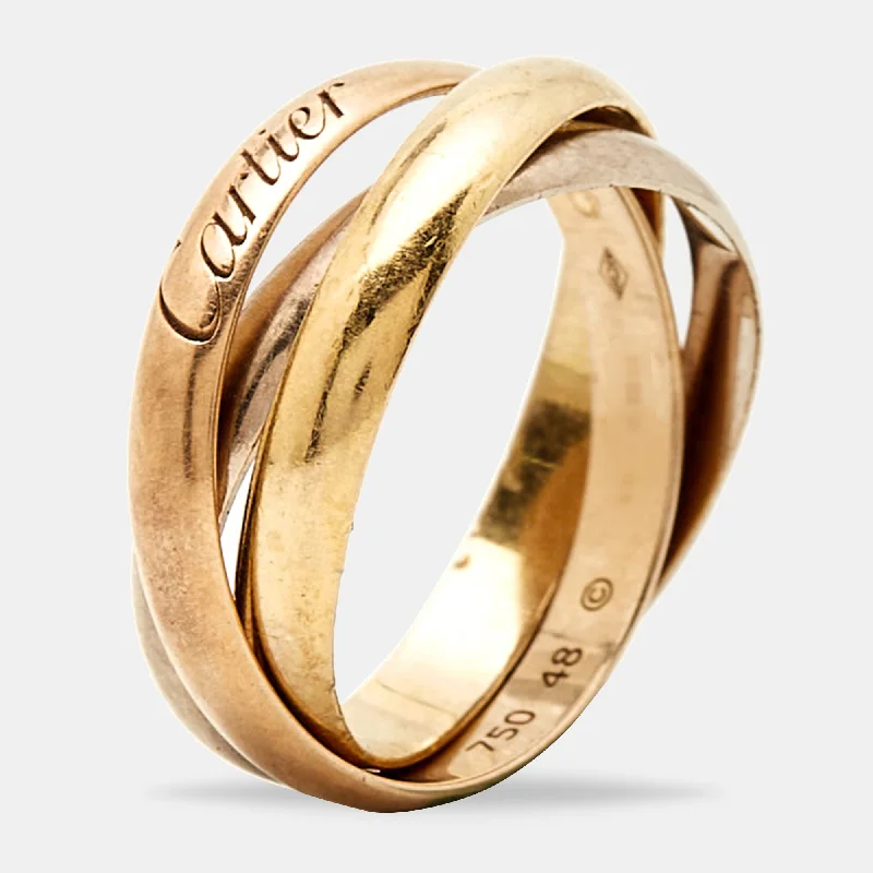 elegant engagement rings -Cartier Trinity De Cartier Three Tone 18K Gold Rolling Band Ring