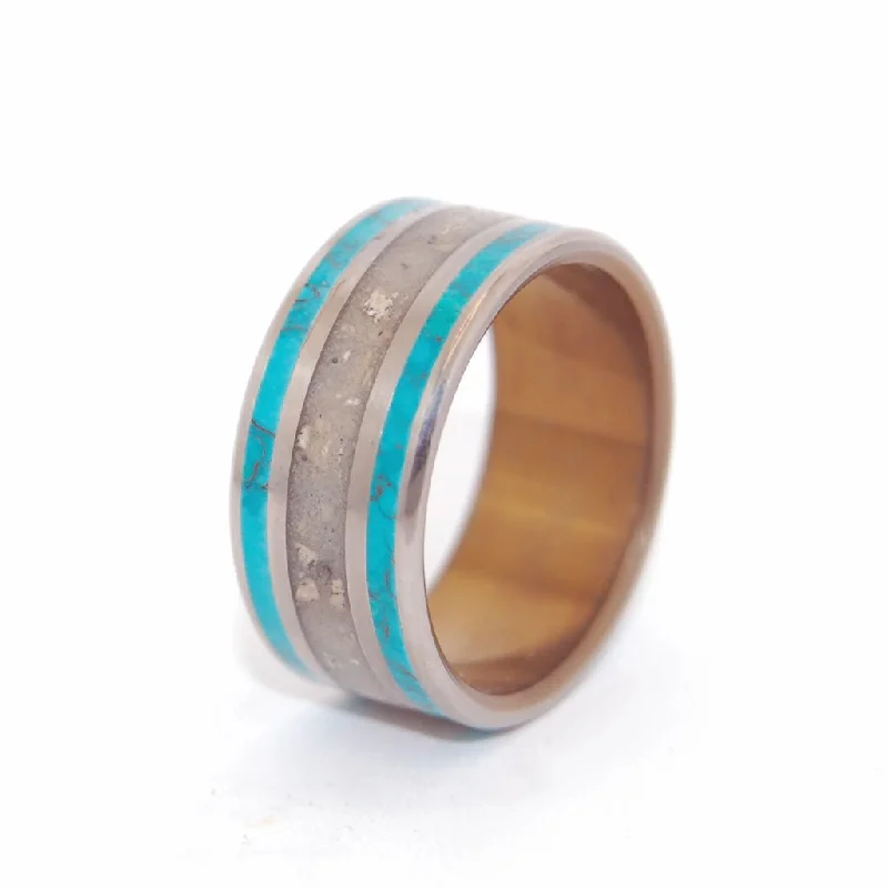 rings for special occasions -Sea Of Galilee | Men's Israel Beach Sand, Chrysocolla Stone & Titanium Wedding Ring