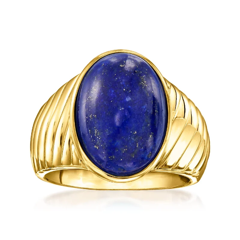 women’s wedding and engagement rings -Ross-Simons Lapis Ring in 18kt Gold Over Sterling