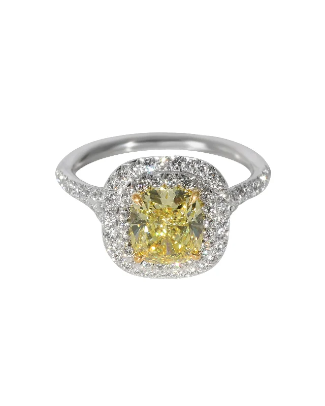 budget-friendly engagement rings -Tiffany & Co. Soleste Yellow Diamond Engagement Ring in 18k Gold & Platinum 1.98