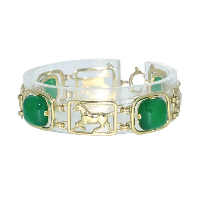 women’s bridal bangles -Gold Horse & Chalcedony Bracelet