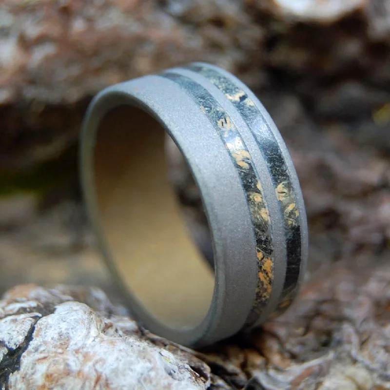 trendy silver rings -And Bam! | Men's Box Elder Wood & Titanium Wedding Ring