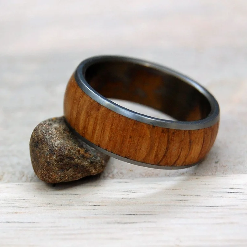 statement gemstone rings -Bronzed Bully Boy To The Dome | Men's Whiskey Barrel Wood & Titanium Wedding Ring