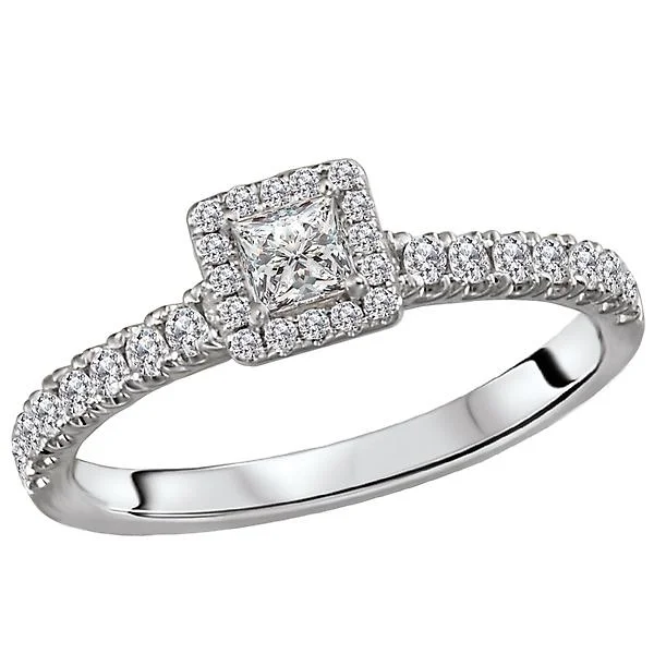 gold engagement rings with diamonds -Halo Diamond Engagement Ring