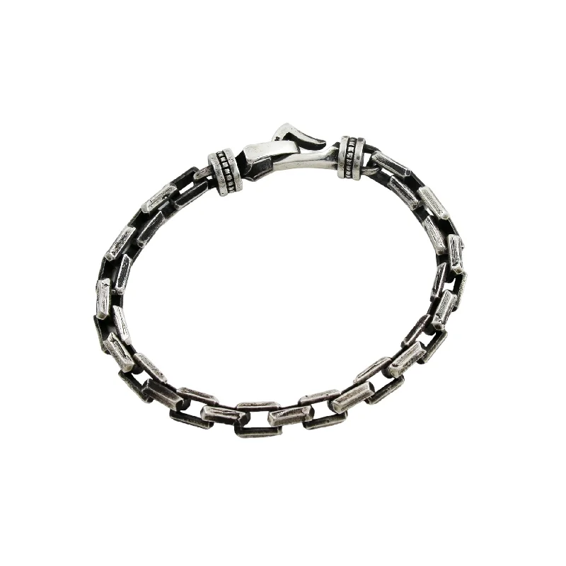 luxury bangles for women -Silver Textured Link Bracelet