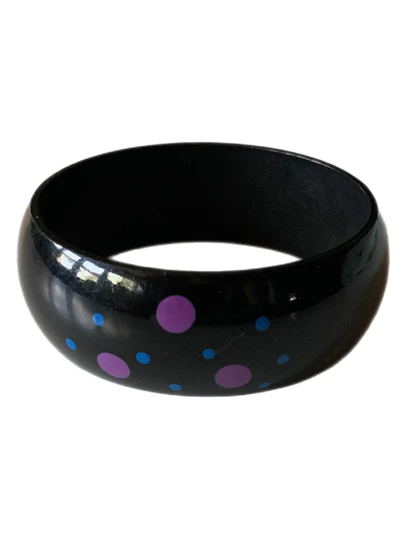 matching bracelets for couples -Black, Purple and Blue Painted Polka Dot Bangle Bracelet circa 1980s