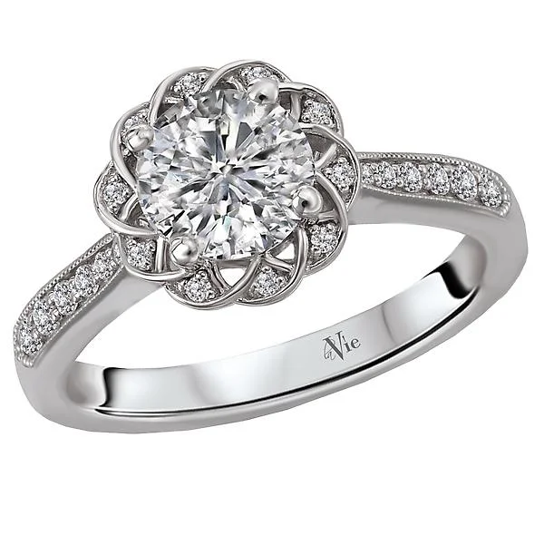 vintage style engagement rings -Halo Semi-Mount Diamond Ring