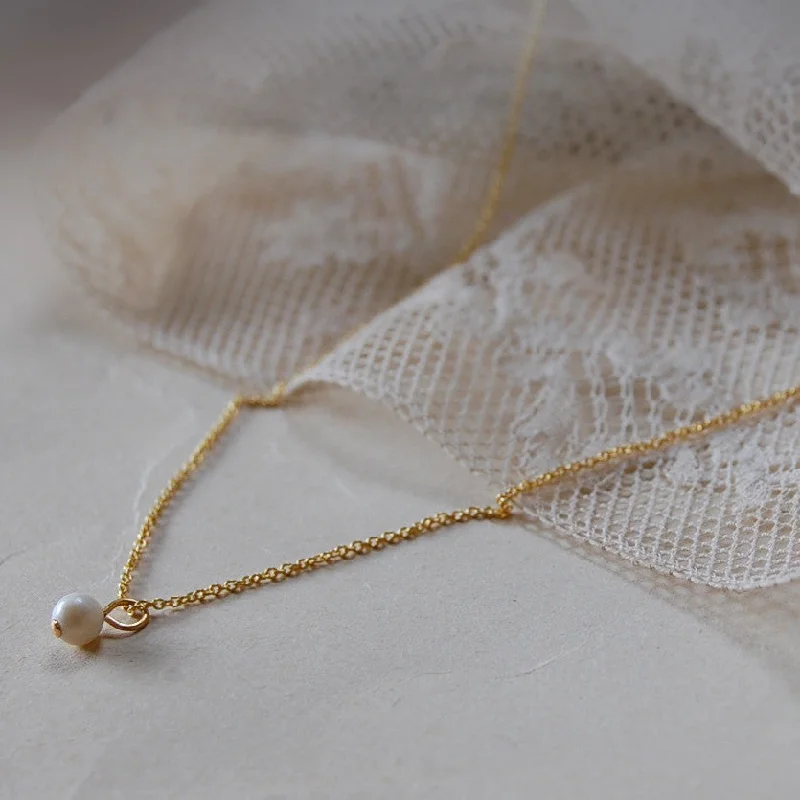 delicate pendant necklaces -'small pearl' necklace | 24k gold-plated