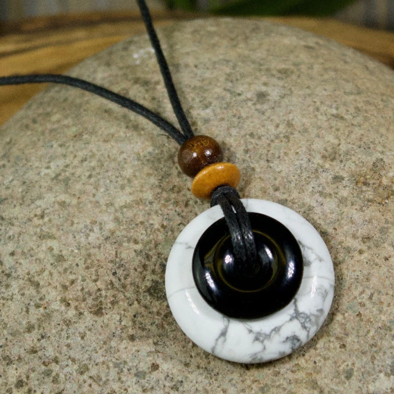 stylish necklaces for casual wear -Black Jasper and Howlite Destiny Duo