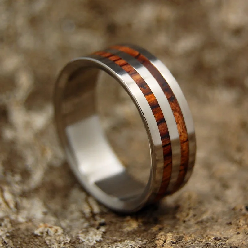 cocktail rings for weddings -Harvest | Men's Cocobolo Wood, Hawaiian Koa Wood & Titanium Wedding Ring