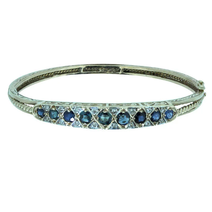 trendy bracelet bangles -Sapphire & Diamond Bangle