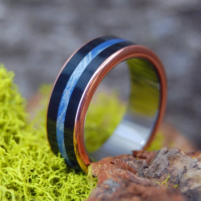 adjustable rings for women -River Through Lava | Men's Mokume Gane, Onyx, & Copper Wedding Ring