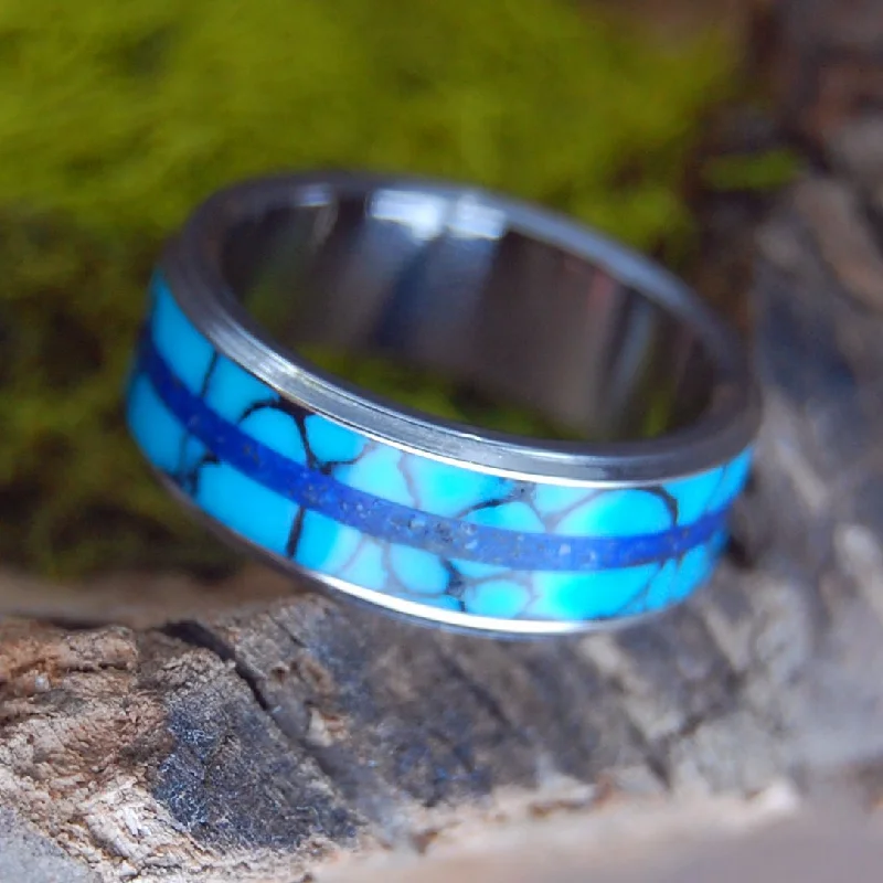 cocktail rings for women -She Gator | Men's Alligator Teeth, Turquoise Stone & Titanium Wedding Ring