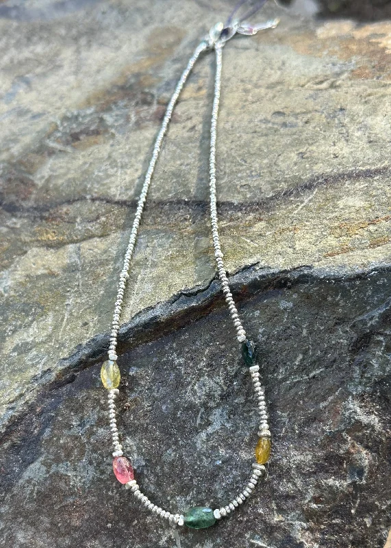 minimalist gold necklaces -Tourmaline Rainbow Necklace