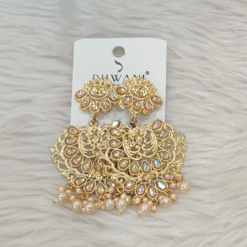 gorgeous dangling earrings -Dhwani Gold Plated Kundan Stone And Pearl Dangler Earrings