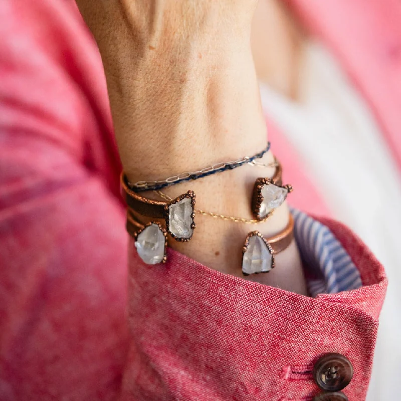 matching bracelets for couples -Handcrafted Natural Arkansas Quartz and Copper Cuff Bracelet