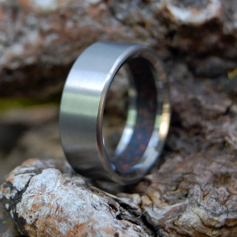 cocktail rings for weddings -Deer On Maui | Men's Deer Antler, Koki Maui Beach Sand & Titanium Wedding Ring