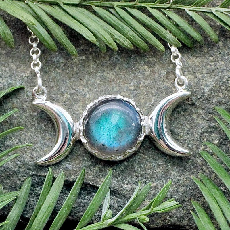 celebrity inspired necklaces -Labradorite Triple Moon Necklace