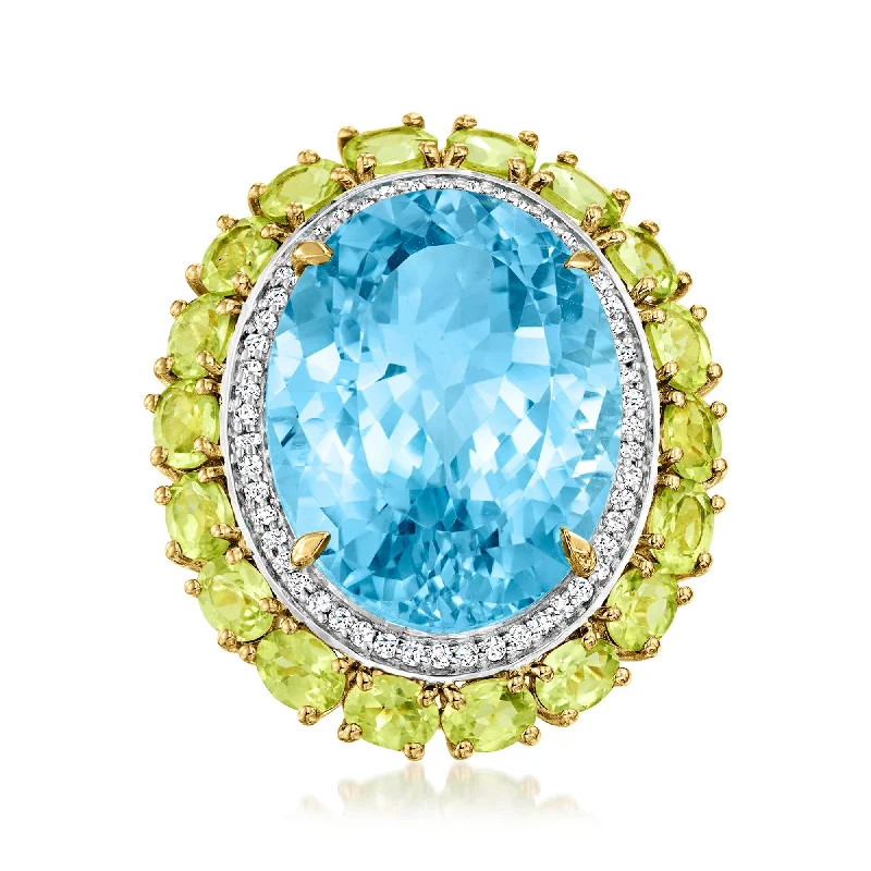 white gold engagement rings -Ross-Simons Swiss Blue Topaz Ring With Peridots and . White Topaz in 18kt Gold Over Sterling