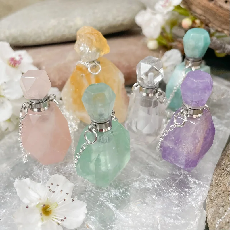 unique gemstone necklaces -Crystal Vial Necklace