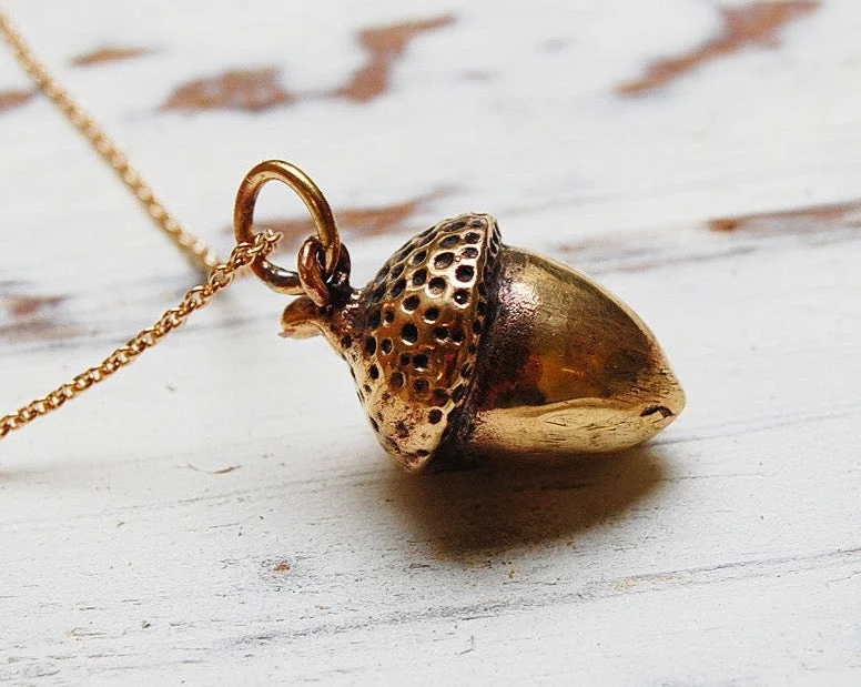 custom name necklaces -'Acorn' large pendant necklace | bronze