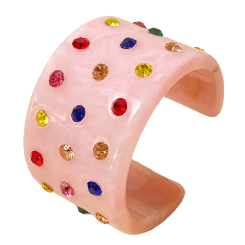 luxurious diamond bracelets -Darlene- the Multicolored Rhinestone Studded 1950s Style Cuff Bracelet 7 Colors