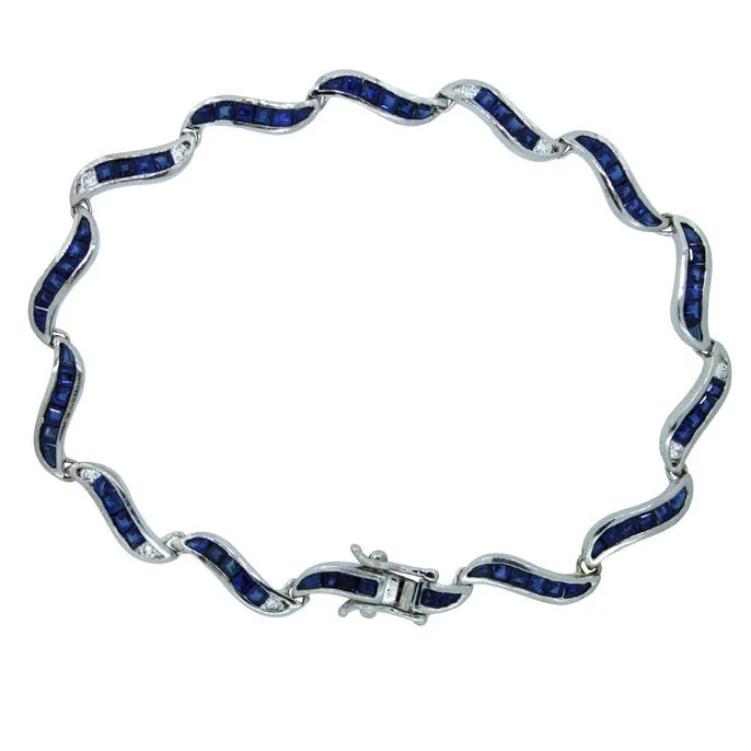 trendy bracelets for women -Sapphire & Diamond Bracelet