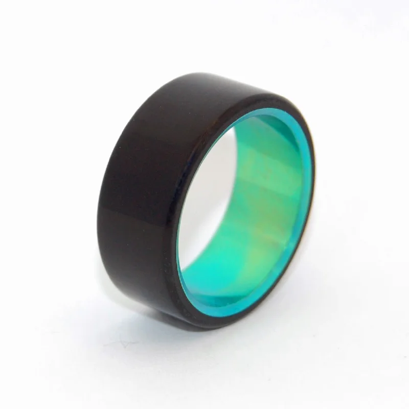 classic gold rings -Othello's Envy | Men's Onyx Stone, Green Anodized Titanium Wedding Ring