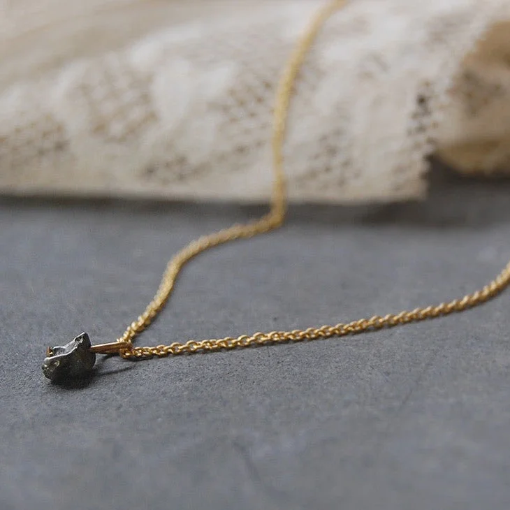 unique gemstone necklaces -pyrite | stone pendant necklace | 24k gold-plated