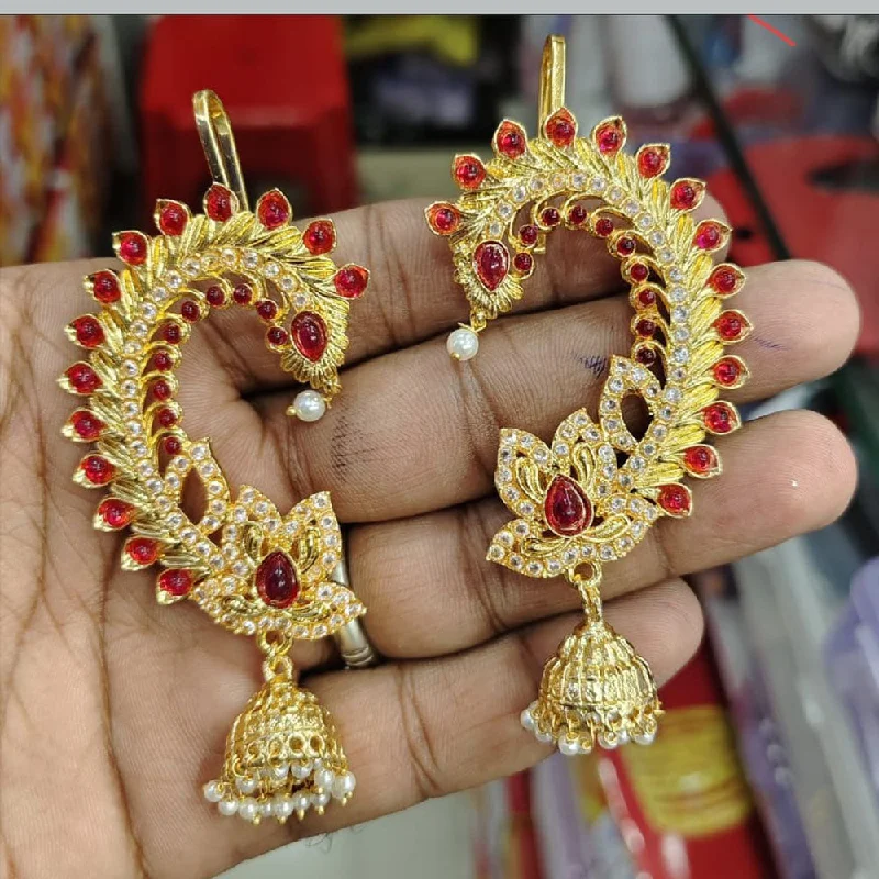 birthday gift earrings for women -Manisha Jewellery Gold Plated Kundan Jhumki Earrings