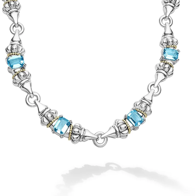 vintage style necklaces -Glacier Swiss Blue Topaz Caviar Necklace