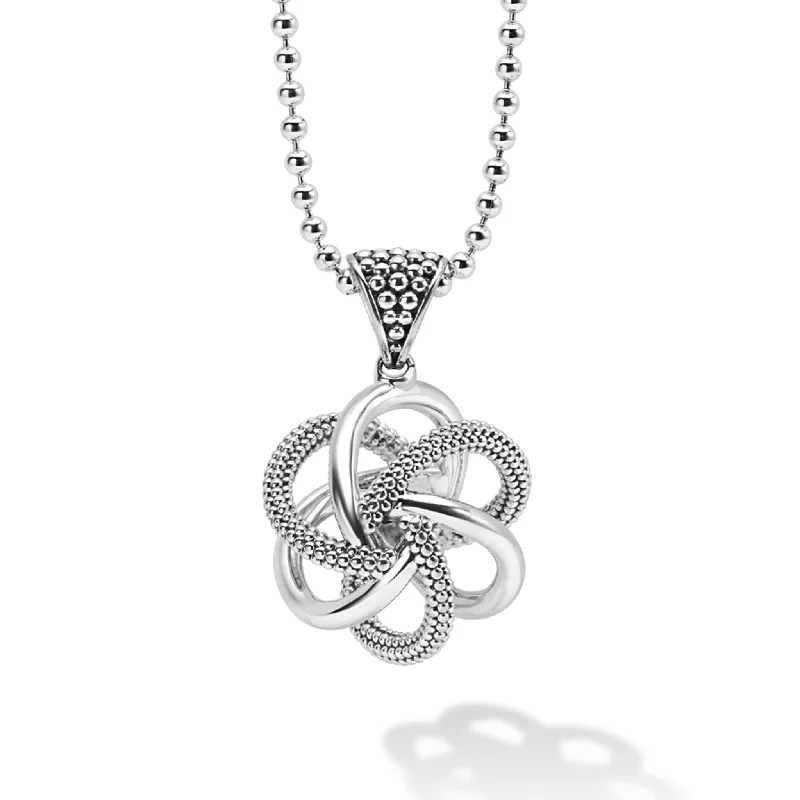 special occasion necklaces for women -Love Knot Large Sterling Silver Pendant Necklace