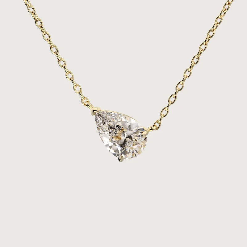 best necklaces for women’s wardrobe -The One - 1 carat pear cut diamond pendant gold necklace