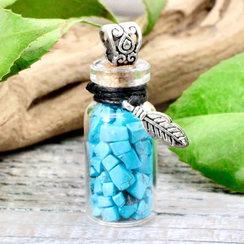 adjustable length necklaces for women -Turquoise Dream Protection Spell Jar Necklace