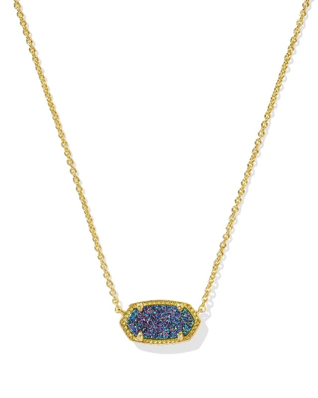 minimalist gold necklaces -Elisa Pendant Necklace in Multi Drusy