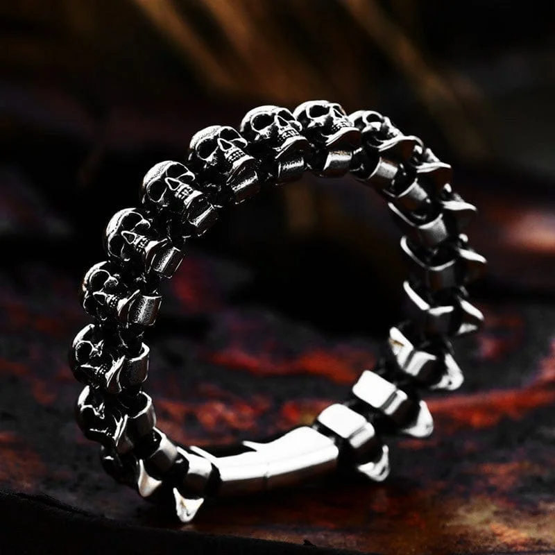 romantic charm bracelets -Men's Punk Skulls Chain Bracelet