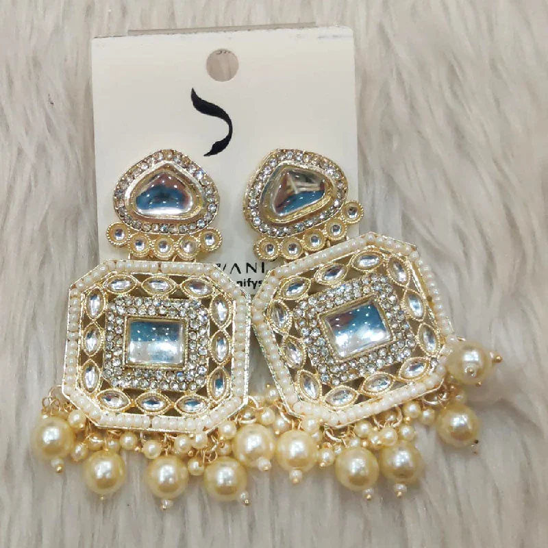 women’s statement earrings -Dhwani Gold Plated Austrian Stone And Pearl Dangler Earrings