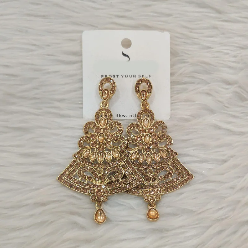 bridesmaid earrings -Dhwani Gold Plated Austrian Stone Dangler Earrings